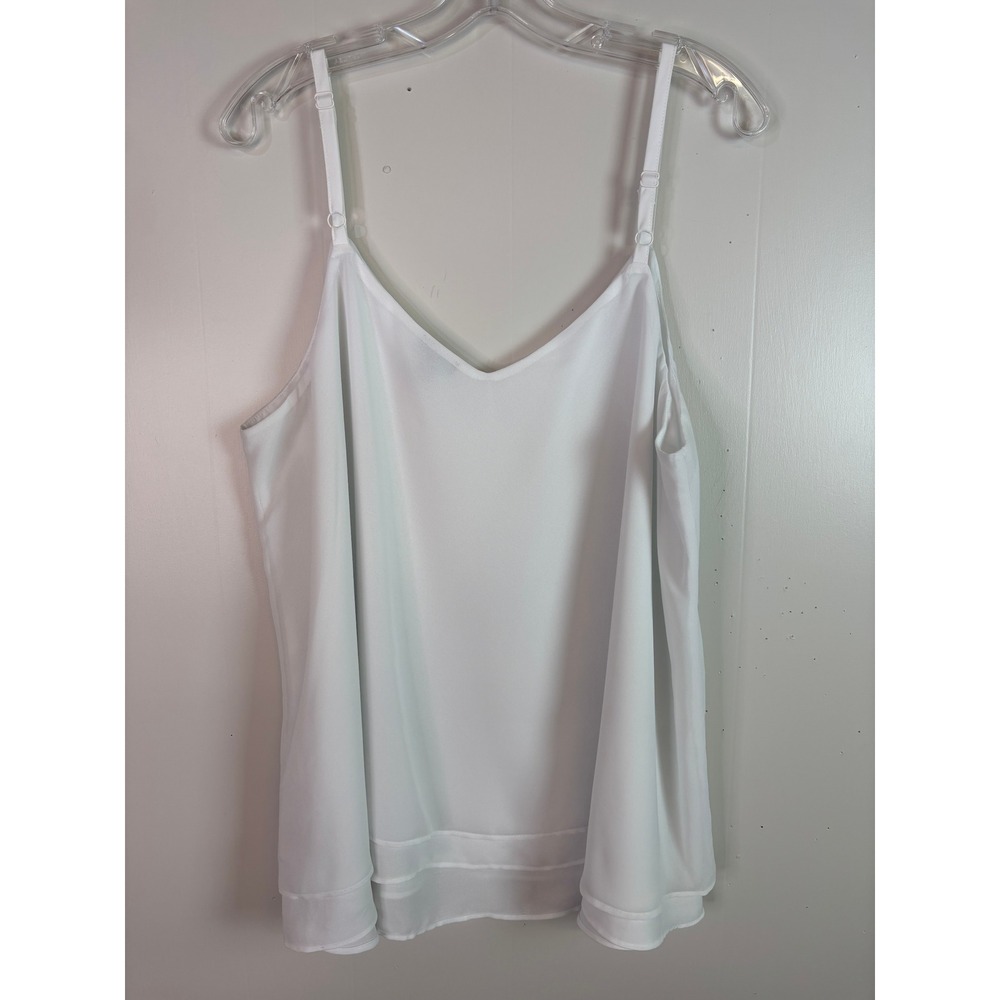 Torrid Camisole Size 1X White V-Neck Adjustable Strap Chiffon Tank Women - Picture 2 of 6